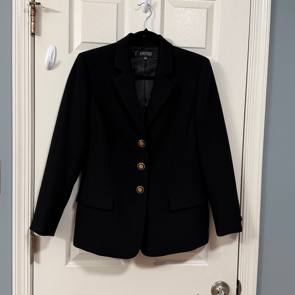 Kasper Black Blazer Jacket with Gold Buttons